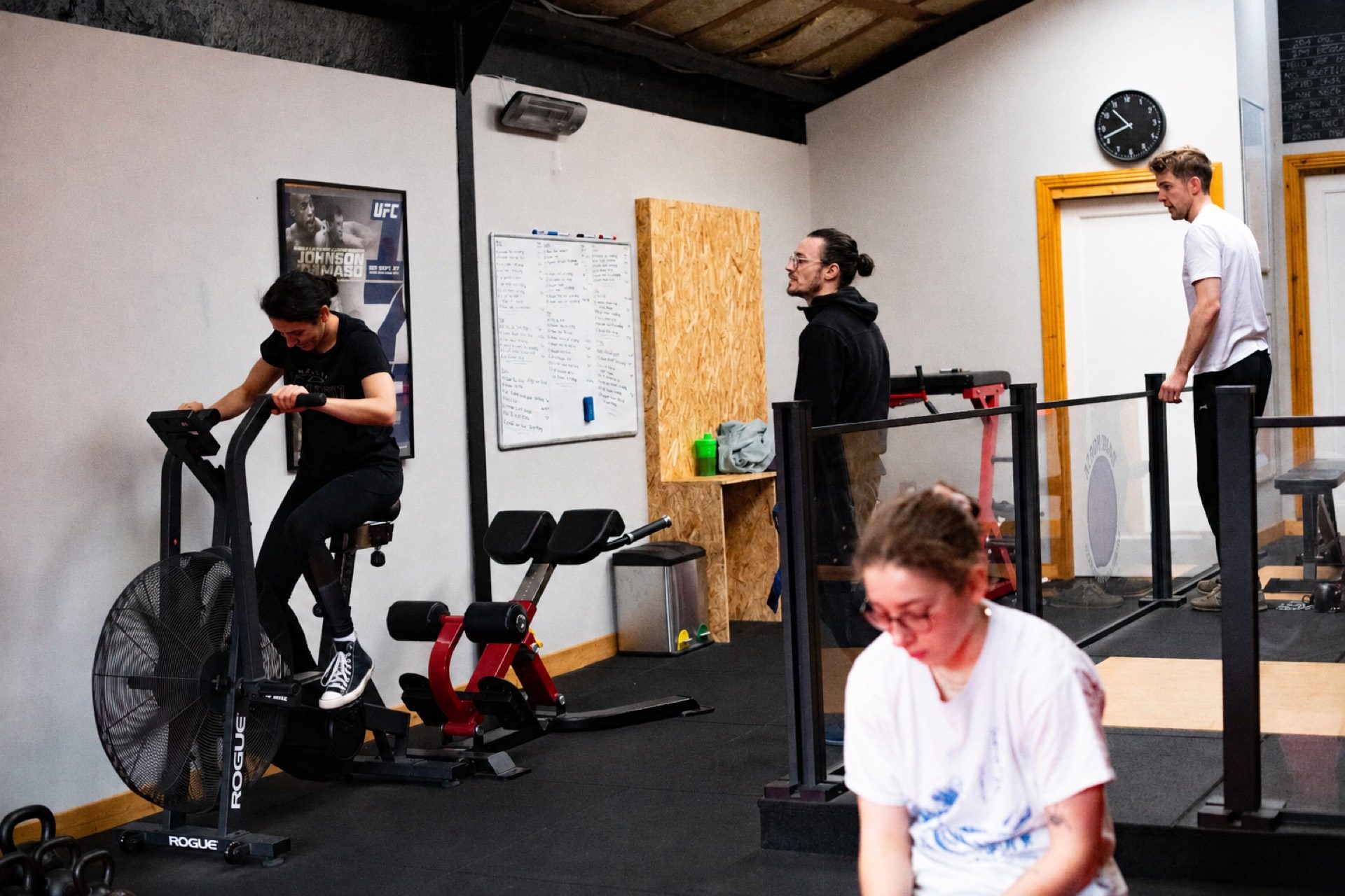 A Dark Horse class in session. Members on different stations, coach moving between them.